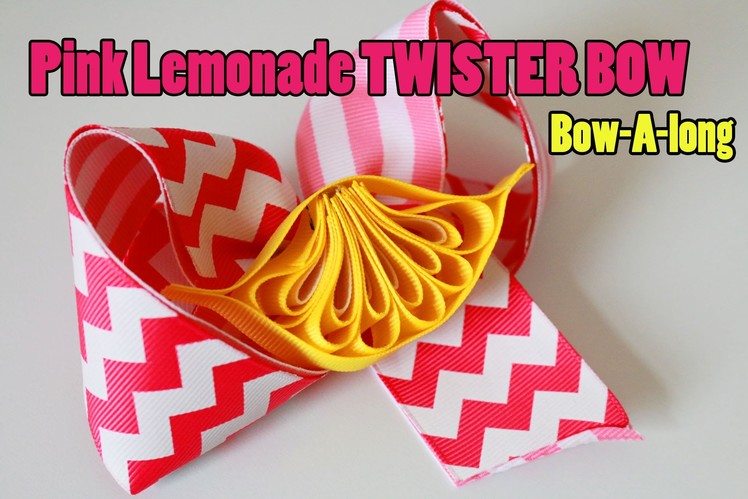Pink Lemonade.LEMON Twister hairbow DIY. BOW-A-LONG