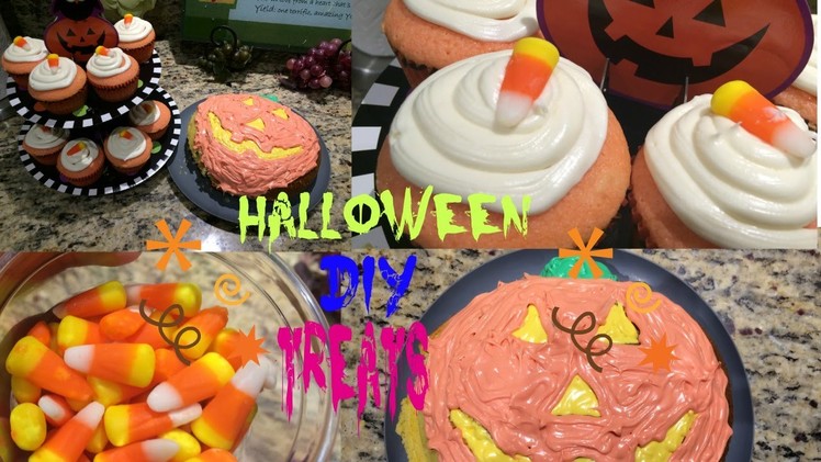 Yummy DIY Halloween Treats! (candy corn cupcakes & pumpkin cake)