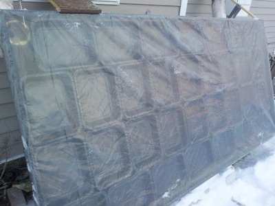 $35  4' x 8' Solar Heater: Made of Aluminum Baking Pans [disposable kind]