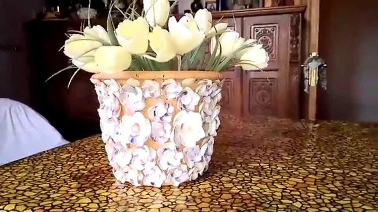 DIY Flower pot souvenirs and decorating objects made with seashells - part 2