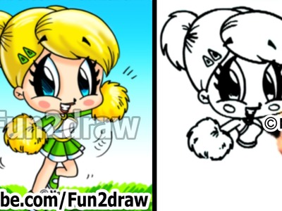 How to Draw Cartoon People - How to Draw a Cheerleader - Drawing Step by Step - Fun2draw