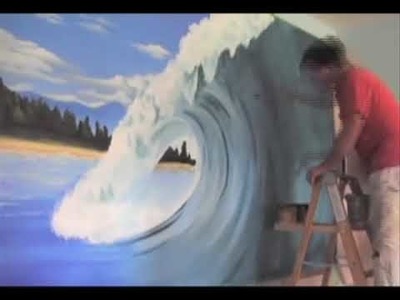 How to paint a Wave Mural time lapse