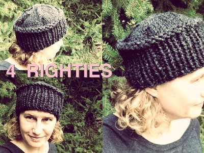 Watch How To Knit Flat Top Hat - Fast Project (4 RIGHTIES)