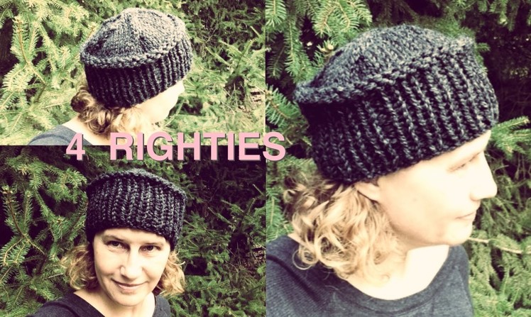 Watch How To Knit Flat Top Hat - Fast Project (4 RIGHTIES)