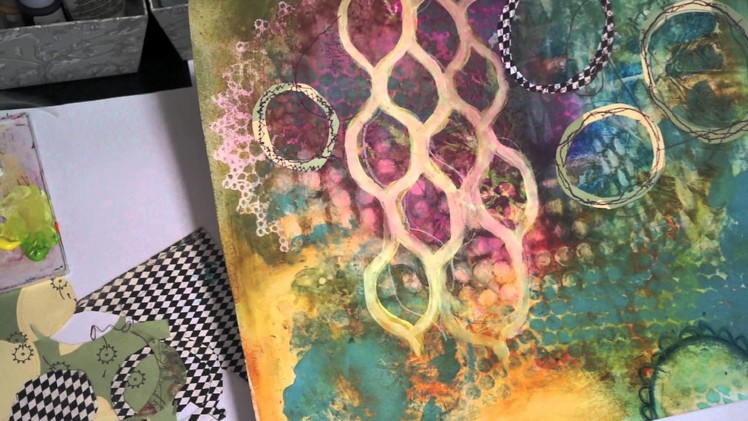 Working with Layers Over a Spray Ink Art Journal Background