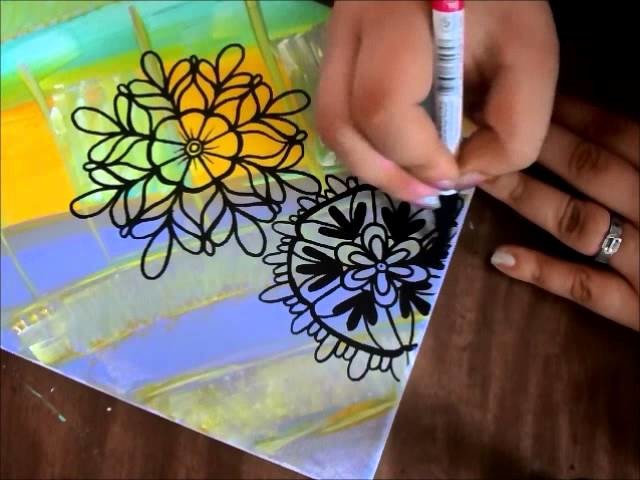 Abstract Flower Doodle on Canvas