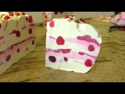 Cutting a New Soap Cake - Strawberry Champagne