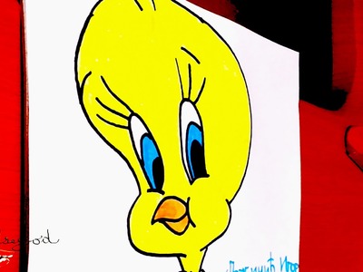 DIY How to draw Tweety Bird Face Easy for kids - Looney Tunes cartoons, draw easy stuff | SPEED ART