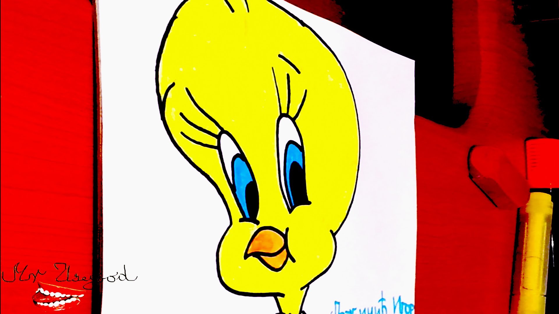 DIY How To Draw Tweety Bird Face Easy For Kids - Looney Tunes Cartoons ...