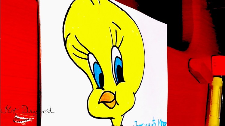 DIY How to draw Tweety Bird Face Easy for kids - Looney Tunes cartoons, draw easy stuff | SPEED ART