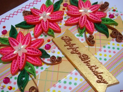 Double star loop flower pop up birthday card