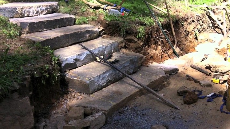 Drystone Retaining Wall with Country Fieldstone Steps