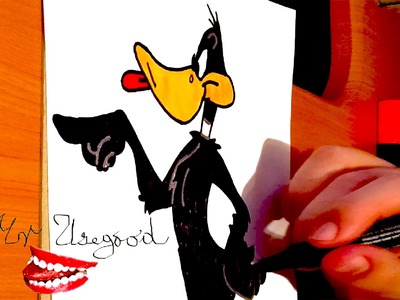 How to draw Daffy Duck Easy from Looney Tunes, draw easy stuff but cool | SPEEDY