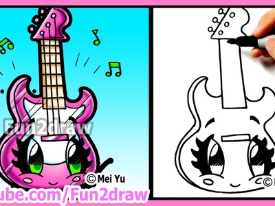 Learn to draw - Cute Guitar - Best Cartoon Art Lessons by Fun2draw - Back to School