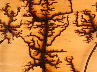 Lichtenberg figure - HIgh voltage wood erosion, 15000volts