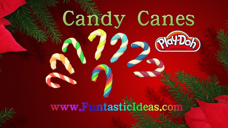 Play Doh Candy Canes Rainbow  - Christmas Candy - How to tutorial with playdough