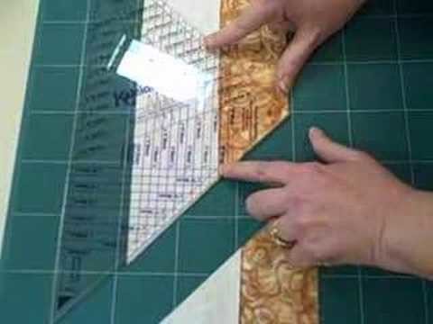 Using a 45 degree quilt ruler to make a spool block