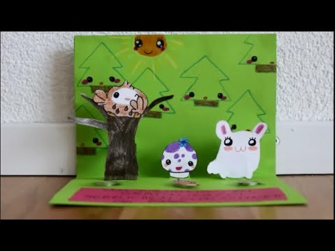 DIY: Pop Up Card Kawaii figures - Happy Birthday - easy, simple, Beginner Tutorial
