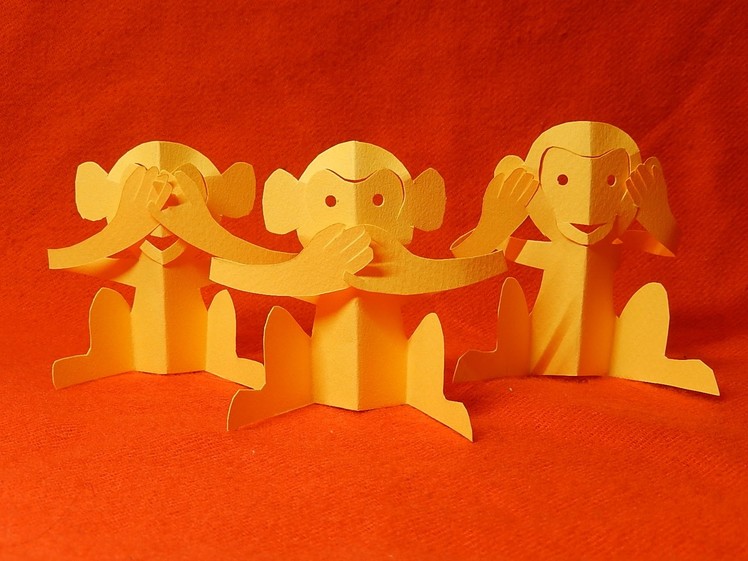 Three wise monkeys of Kiriorigami paper art