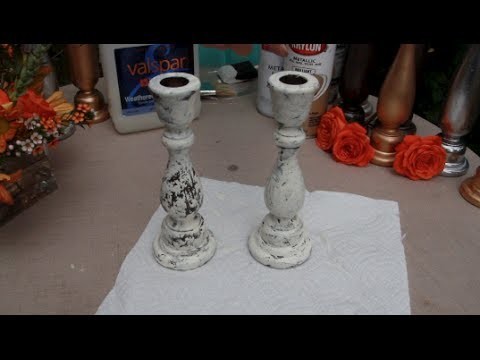 Crackle Painted Candle Sticks with Custom Love Gifts