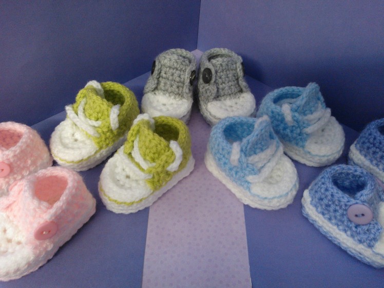 How to crochet my easy petite baby converse style slippers part 1