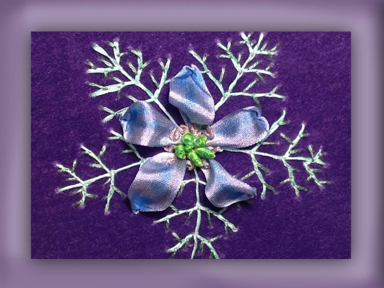 How to embroider a silk ribbon love in a mist flower