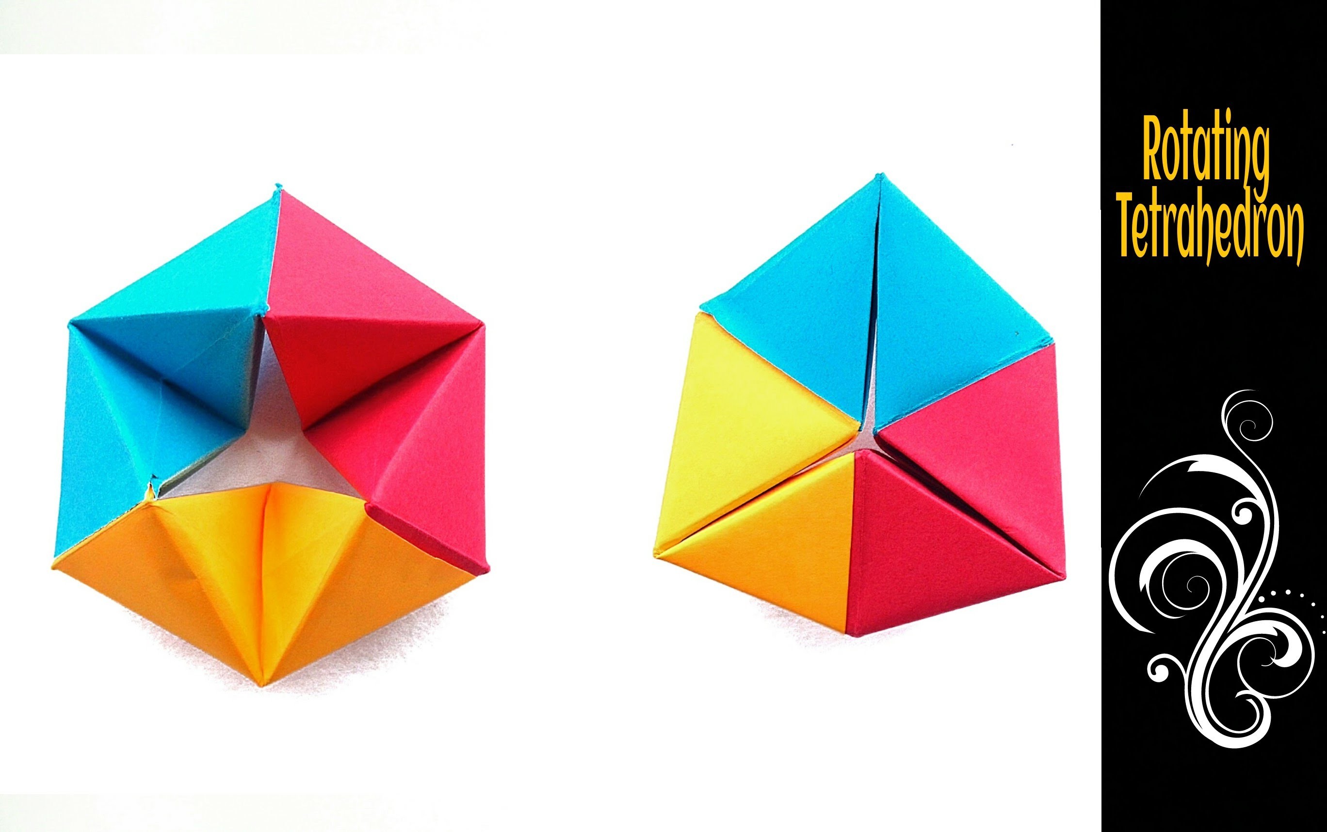 Action Fun Toy Origami Paper Modular Rotating Tetrahedron