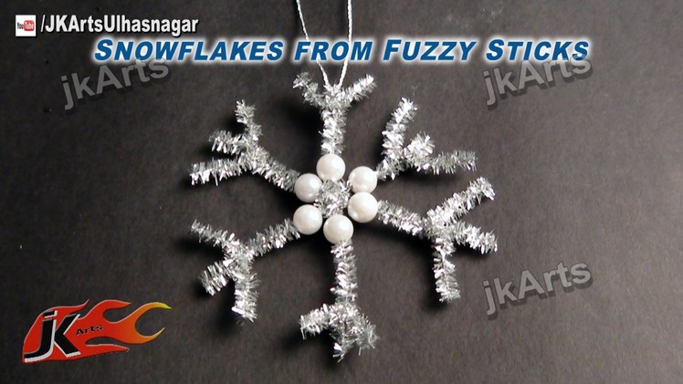 DIY How to make Snowflakes from Fuzzy Sticks (Christmas Decoration ornament) JK Arts 451