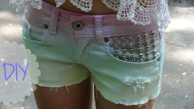 DIY Ombre, Studded, Distressed Shorts