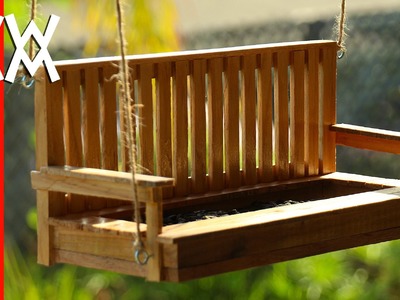 Make a porch swing bird feeder. Pallet wood!