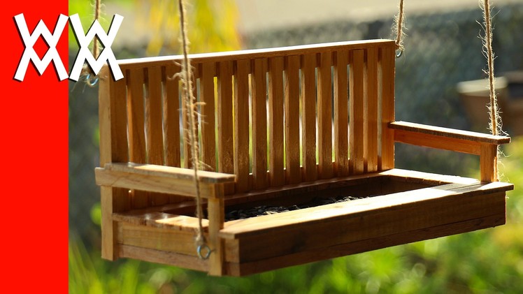 Make a porch swing bird feeder. Pallet wood!
