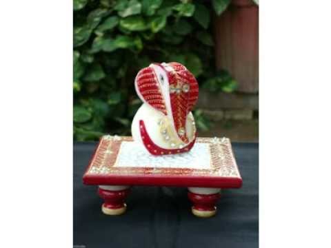 Rich Art And Craft  Chowki Ganesha Marble Statue Gift Jaipur Rajasthan