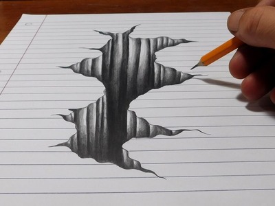 Trick Art on Line Paper - Drawing 3D Hole