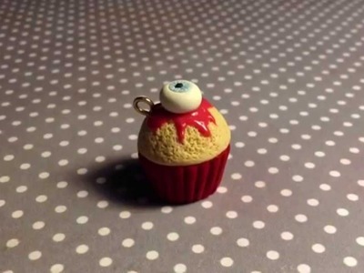 Halloween Tutorial. Bloody Eye Cupcake Polymer Clay Charm