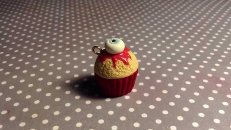 Halloween Tutorial. Bloody Eye Cupcake Polymer Clay Charm