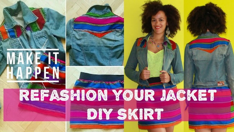 Refashion an old jeans jacket + DIY Skirt