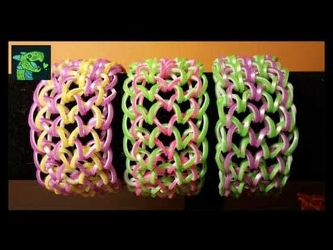 Dragon Scale Cuff Bracelet on Monster Tail - EASY * 6 Pegs Easier then on Rainbow loom