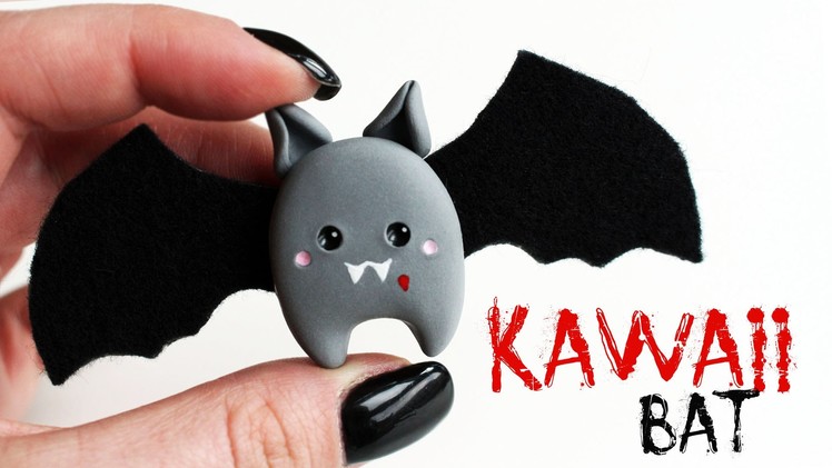 Polymer clay Kawaii Bat Brooch TUTORIAL | Halloween