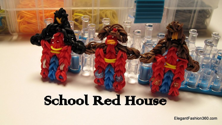 School Red House Charm - How to Rainbow Loom Design - School Series