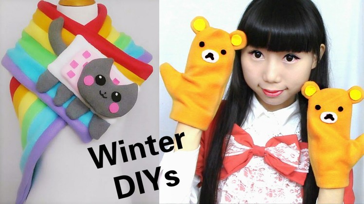 Cute Winter DIYs: DIY Rainbow Nyan Cat Scarf + Rilakkuma Gloves