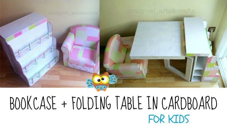 DIY ✿ Cardboard bookcase & folding table for children