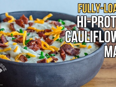 Fully-Loaded Hi-Protein Cauliflower Mash. Puré Cremoso de Coliflor