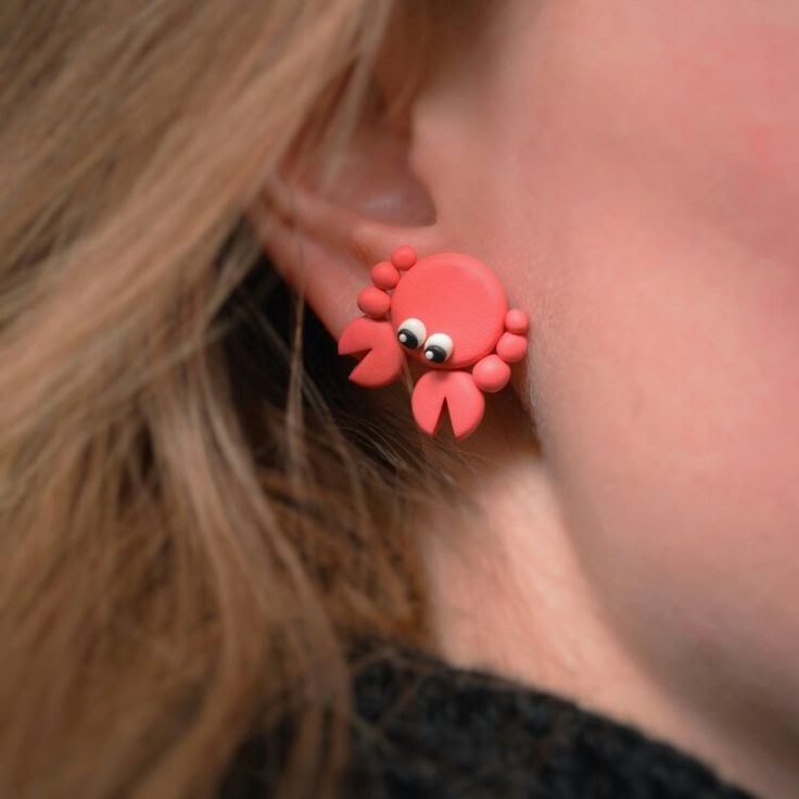 How to make "Crab Earrings" from polymer clay from Ivanka's little treasures