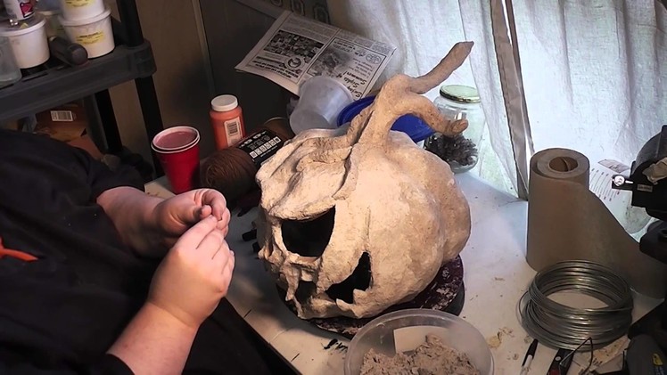 Paper Mache Pumpkins- 10 - Stem finishing and final sculpting