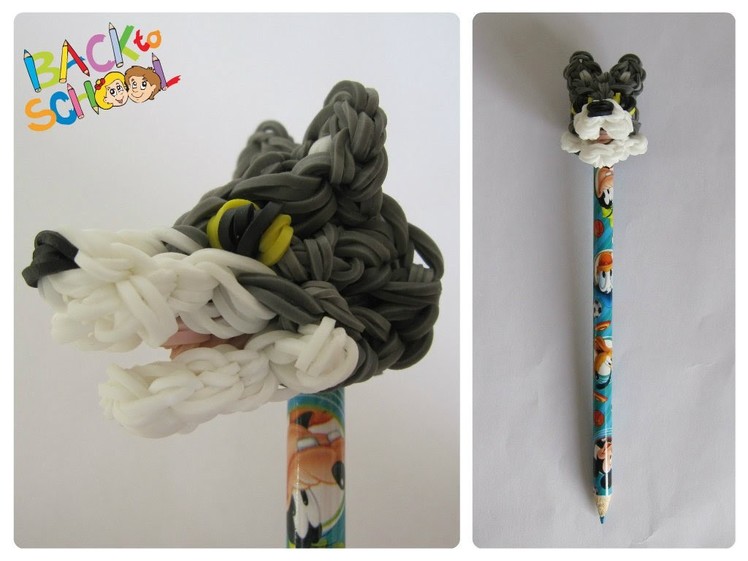 Rainbow Loom wolf pencil topper Loombicious