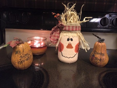 DIY Scarecrow Mason Jars | Fall Crafts || Logan Lynn