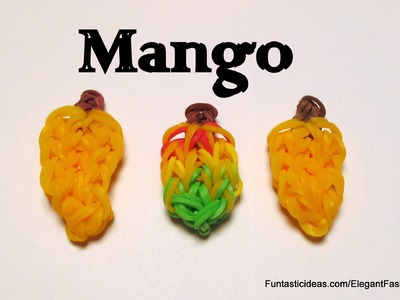 Rainbow Loom Mango fruit Charm - How to - Food Series