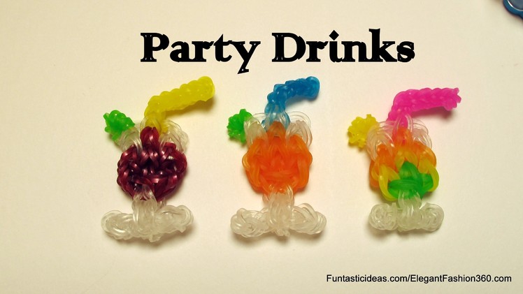 Rainbow Loom Party Glass Drinks.Juice,Cocktail,Wine, Water emoji.emoticon charm - How to