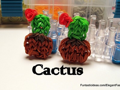 Rainbow Loom Cactus Charm - How to - Flower Series