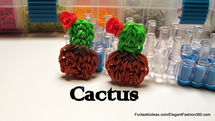 Rainbow Loom Cactus Charm - How to - Flower Series